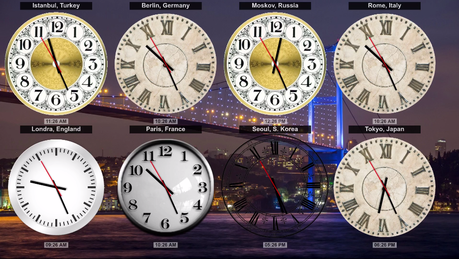 başlangıç kısa gösterim reform  Oteller için Dünya Saatleri (World Clock) | DigiTabela.com